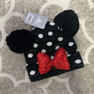 Disney Minnie Mouse polka dot sock hat new with tags